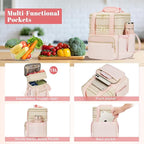 holuxer Insulated Lunch Bag & Lunch Box for Women - Double Deck Reusable Lunch Bag for men Tote Cooler Bag Leakproof Soft Expandable - Large Lunchbox for Work/Adult/Picnic/Outdoor (Pink，15L)