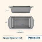 Farberware Bakeware Meatloaf/Nonstick Baking Loaf Pan Set, Two 9-Inch x 5-Inch, Gray