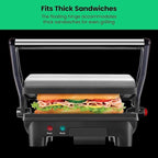 Chefman Electric Panini Press Grill,Compact 2-Slice Sandwich Maker,Non-Stick Coated Plates,Opens 180 Degrees,Dishwasher Safe,Removable Drip Tray,Stainless Steel/Black,(Pack of 4)
