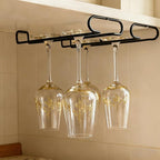 GeLive 10 Inch Under Cabinet Wine Glass Rack Stemware Holder Glass Storage Hanger Organizer for Kitchen and Bar Set of 2 (Black)