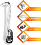 Rainspire Heavy Duty Measuring Spoons Set Stainless Steel, Metal Measuring Cups and Spoons Set for Dry or Liquid, Fits in Spice Jar, Home Gadgets Kitchen Gadgets, Set of 7 Including Leveler