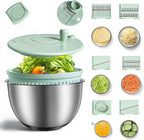 Stainless Steel Salad Spinner 3-in-1, One-Touch Stop and Non-Slip Base, Vegetable Dryer for Kitchens, Parties, and Health-Conscious People, 5.3 Qt