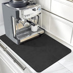 Findosom Dish Drying Mat, 16"x 24" Super Absorbent & Hide Stain Coffee Mat, Cuttable Drying Mat for Kitchen Counter, Coffee Bar Accessories, Under Dish Rack, Coffee Maker, Espresso Machine, Black-2