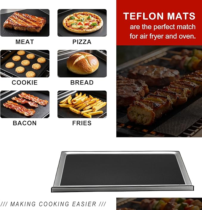 5 Pcs Reusable Air Fryer Crumb Tray Liners Compatible with Gourmia GTF7460 Toaster Oven Air Fryer Combo, Heat Resistant Nonstick Teflon Drip Pan Liners for Gourmia Accessories