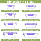 HOMBERKING 8 Pack Glass Food Storage Containers with Lids, Meal Prep Containers, Airtight Bento Boxes with Leak Proof Locking for Microwave, Oven, Freezer and Dishwasher, BPA Free, 5-35oz, purple