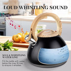 MARSKITOP Tea Kettle for Stove Top, Whistling Kettle Teapot for Stovetop, Food Grade Stainess Steel Teakettle with Cool Touch Ergonomic Handle, 2.6 Quart, Black