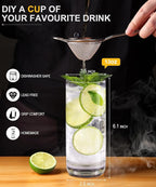 LUNA & MANTHA Highball Glasses Set of 6, 13 OZ Drinking Glasses, Lead-Free Crystal Water Glass, Tall Glass Cups for Cocktail, Tom Collins, Mojito, Mixed Drink, Kitchen and Bar Glassware