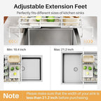 SNTD Dish Drying Rack - Extendable Dish Rack, Large Sink Drying Dish Drainer for Kitchen Counter, Stainless Steel Dish Strainer with Utensil Holder (White)