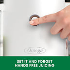 Omega Cold Press Juicer - Hands Free Vegetable and Fruit Masticating Juicer Machine with 68-oz. capacity, Extra Large Hopper for No-Prep and Whole Recipe Batch Juicing, Easy Clean, 150-Watts, White