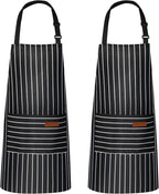 VALOME 2 Pack Kitchen Aprons, Apron for Cooking with 2 Pockets, Unisex Adjustable Neck Strap Chef Aprons for Men Women