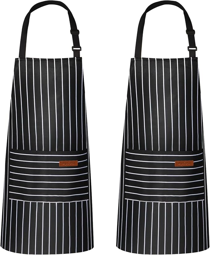 VALOME 2 Pack Kitchen Aprons, Apron for Cooking with 2 Pockets, Unisex Adjustable Neck Strap Chef Aprons for Men Women