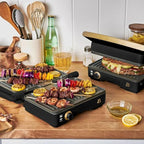 Panini Press Indoor Grill 1 2-in-1200W Non-Stick Removable Plates Sandwich Maker by Drew Barrymoree. (Black Seaseme)