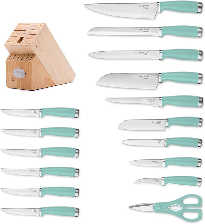 Hampton Forge EpicurePistachio–17Piece BlockSet, 17-Piece, Pistachio