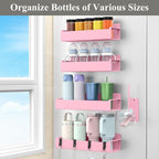 Magnetic Water Bottle Holder for Refrigerator, Cup Holder Organizer for Stanley and Tumbler for Kitchen, 4 Pack, Pink