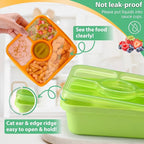 QQKO Bento Snack Box Containers for Adults Kids, 4 Pack Lunchable Meal Prep Containers Reusable, Stackable Bento Lunch Box, Food Storage Prep Containers with Lids and 4 Sauce Cups, Jewel Color