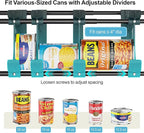 iSPECLE Expandable Can Organizer for Pantry, Large Capacity 60 Cans Can Storage Organizer Pantry Rack, Auto Rolling Dispenser & Stackable Metal Wire Holder for Deep Pantry Shelves, Black