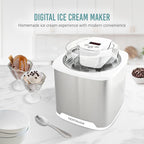 Nostalgia 2-Quart Electric Ice Cream Maker – Make Homemade Ice Cream, Gelato, Sorbet & Frozen Yogurt – No Salt/Ice Needed, Digital Controls, Mix-In Chute & Freezing Gel Canister – Stainless & White
