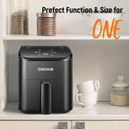 DEIME Air Fryer, Small Digital 3 Qt Airfryer Space Saving Compact, Bake, Reheat, Roasts for Quick Easy Meals, Mini Compact & Quiet, Nonstick & Dishwasher Safe Basket (Black)