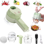 4 in 1 Handheld Electric Vegetable Cutter Set, Multifunctional Mini Electric Grinder Garlic Mud Masher Chopper, Portable Food Processor with Brush, for Garlic Chili Onion Ginger Celery Meat