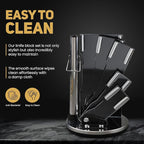 Luxury Silver & Gold Kitchen Knife Set with Block & Rod Sharpener – 8-Piece Titanium-Coated Stainless Steel Knives Set, Super Sharp Cutlery Tools, Stylish Knives Set for Kitchen