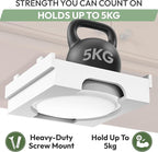 10 inch Paper Plate Dispenser Holder Bamboo Under Cabinet Vertical Rack for Kitchen Countertop Organizer Space Saver Shelf Lid Holder Counter Storage Can Dispenser Pantry Aid Caddy Estante (White)
