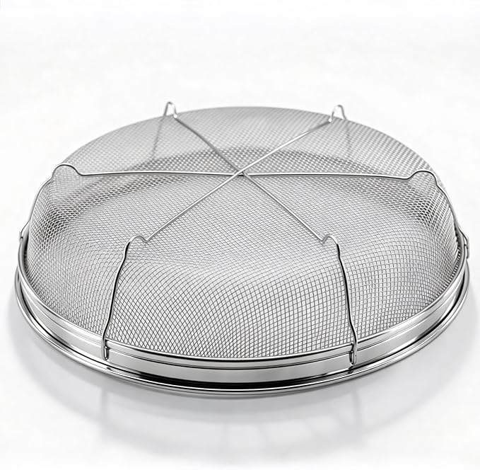Fine Mesh Strainer for Kitchen, Stainless Steel Colander Bowl for Pasta, Rice, Fruit, Metal Net Baskets with Resting Base - Strain, Drain, Rinse (Diameter 9.84 inch)