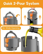 OURCABECUE Upgrade 2 in 1 Oil Sprayer for Cooking, 17oz Light-Blocking Glass Olive Oil Dispenser Bottle for Kitchen,Food-Grade Oil Mister with 8 Stickers for Salad, Frying (Green Bottle-Grey Gap)