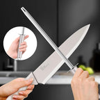 E-far Knife Set with Block, 15 Pieces Kitchen Knife Block Set with Sharpener, High Carbon Stainless Steel Sharp Chef Knife Set with Ergonomic Handles, Anti Rust, Khaki