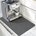 Findosom Dish Drying Mat, 12"x 20" Super Absorbent & Hide Stain Coffee Mat, Cuttable Drying Mat for Kitchen Counter, Coffee Bar Accessories, Under Dish Rack, Coffee Maker, Espresso Machine, DarkGrey-2