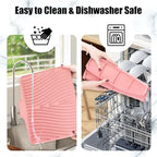 TIKNIK Silicone Dish Drying Mat, Stone Drying Mat for Kitchen Counter with Built-In Drain, Non-Slip Drain Pad with Built-in Drain, Heat Resistant Stone Drying Mat, Hangable, Pink-1pcs, 16" x 12"