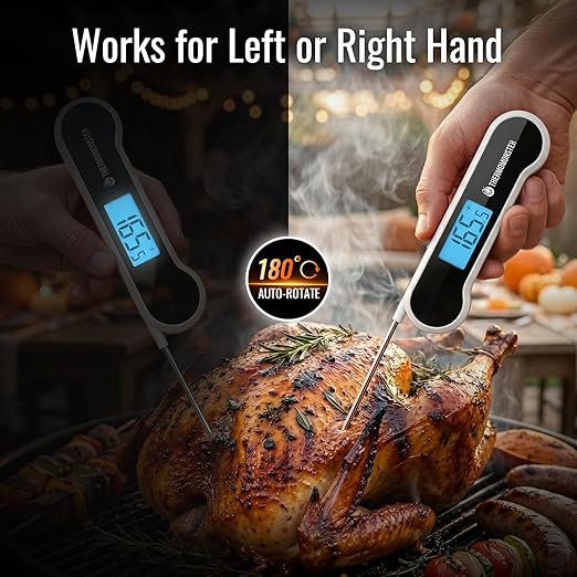 0.5 Sec Instant Read Meat Thermometer Digital with ±0.5℉ Precision, Food Thermometer for Cooking Kitchen Gadgets, Oven Grill Candy BBQ Essentials Accessories, Gifts for Him Dad Men Birthday, White
