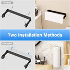 Paper Towel Holder Under Cabinet, Black, Adhesive & Wall Mount, Under Counter Paper Towel Rack for Kitchen and Bathroom, Home and Kitchen Decor