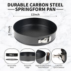 UWILLION Spring Form Cake Pans 12 Inch Springform Pan Nonstick Round Cheesecake Pan Carbon Steel Large Baking Mold Cake Tin for Christmas Birthday
