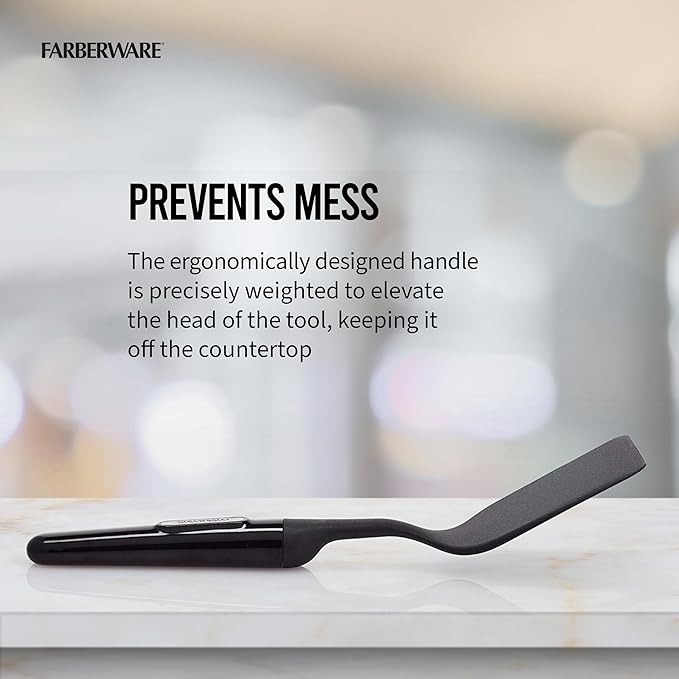 Farberware Professional Heat Resistant Nylon Short Turner-Safe for Non-Stick Cookware, One Size, Black