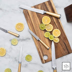Gold Knife Set with Walnut Block – 13-Piece Full Tang Stainless Steel Kitchen Knives – Durable Gold Kitchen Accessories for Cooking and Food Prep