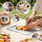 100% Pure Titanium Cutting Board, Titanium Cutting Boards for Kitchen Dishwasher Safe, Food-Grade Metal Meat Chopping Board Mat for Cooking Tasks and Outdoor Charcuterie Party (M, 12.2”×8”)