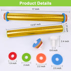Adjustable Rolling Pins for Baking, Stainless Steel Rolling Pin with Thickness Rings, Metal Dough Roller for Fondant Cookies Pastry Pizza Pasta, Measuring Rolling Pin Baking Tools for Cake Baker, Gold