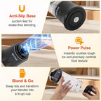 Portable Blender Dual Mode 18000RPM 20Oz Blending Cup Ice Crushing Smoothie Frozen Fruit Mini Home Gym Travel(Black)