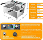 WaterElfo Deep Fryer Commercial Deep Fryers With Basket13Lx2 13.7Qt x 2 Thicken With Precise Temperature Control Timer Double Deep Fryer With 2 Baskets1800Wattsx2 120V Countertop Fryer Restaurant