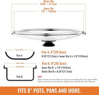 8 Inch Pan Lid For Pots Pans and Skillets, Cast Iron Skillet Lid, Tempered Glass Pan Lids Replacement, Pot Covers for Cooking, Wok, Crock Pot Lid with Stainless Steel Rim, Frying Pot Lids Only