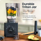 Chefman Obliterator 48 oz Countertop Blender for Smoothies, 1380W Motor to Crush Ice, Nuts, and Frozen Fruit with Stainless Steel Blade, Auto Blend Function, Includes 20 oz Travel Jar