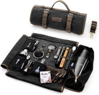 Barillio Bartender Kit Bag with Black Cocktail Shaker Set - Waxed Canvas, Traveling Bar Tools Bag with 17-Pc Cocktail Kit - Travel Mixology Bartending Kits - Mobile Bar Roll with Strap & Accessories