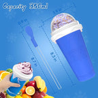 3PCS Slushie Maker Cup, Quick Frozen Magic Cups for Homemade Milk Shake Ice Cream Maker, Double Layer Squeeze Slushy Maker Cup, Birthday Gifts for Mom Dad , Kids,Friends,Family (Pink+Bule+Green)