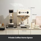 Gemilai G3028A Espresso Machine, 15 Bar Professional Coffee Maker with Adjustable Pressure & Automatic Milk Frother, Dual PID & 550ml Boiler, 57oz Tank, Stainless Steel for Cappuccino, Latte White