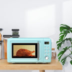 ARLIME Small Microwave, 0.7Cu.ft 700 Watt Countertop Microwave with 5 Micro Power Defrost & Auto Cooking Function, Stainless Steel Interior, LED Display, Retro Microwave for Kitchen, RV, Dorm (Green)