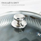 12 In Glass Lid for Frying Pan, Tempered Replacement Cover Compatible with All 12 inches Cookware for Skillets, Round Cast Iron, Cast Aluminium, Stainless Steel Pans &Pots