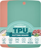 TPU Cutting Board Set of 2 9"x12" - Flexible Cutting Mats for Kitchen Knife Friendly, Cutting Mat Non-Slip Chopping Board Double Sided Scratch Resistant Food Grade Pink Mint