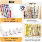 New Upgrade 9.5" Large Acrylic Straw Holder for Cabinet Door-Reusable Tumbler Straw Organizer Storage,Small Kitchen Organizers and Storage Accessories Container,Ultra Sticky Cupboard Door Mounted