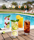 LUNA & MANTHA Highball Glasses Set of 6, 13 OZ Drinking Glasses, Lead-Free Crystal Water Glass, Tall Glass Cups for Cocktail, Tom Collins, Mojito, Mixed Drink, Kitchen and Bar Glassware