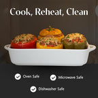 BIA Cordon Bleu Taos Rect Baker - 4 Qt. Porcelain Baking Dish with Side Handles, Classic Shape for Family Meals & Entertaining - 17" x 10" Rectangular Microwave, Oven & Dishwasher Safe Serveware